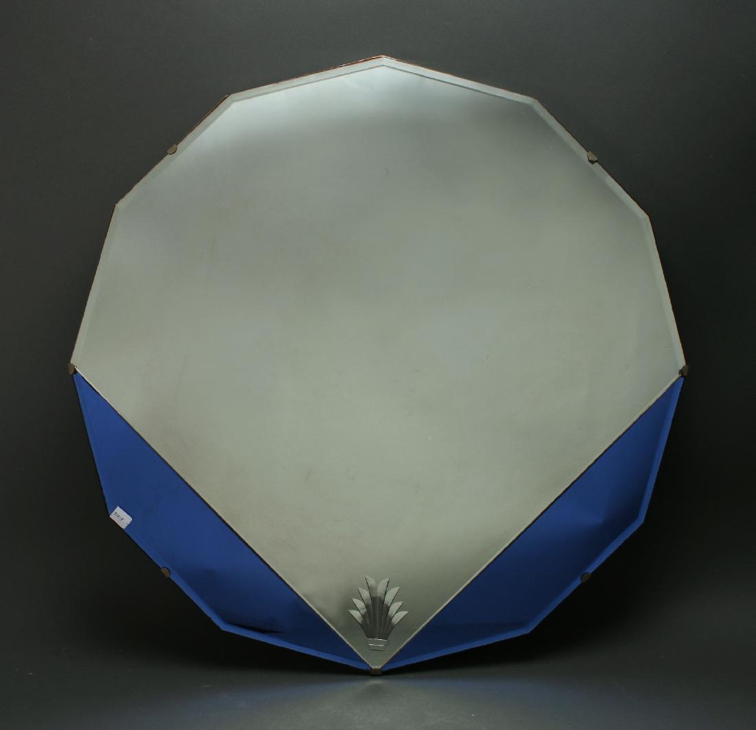 ART DECO WALL MIRROR WITH BLUE TRIM (1 of 3)