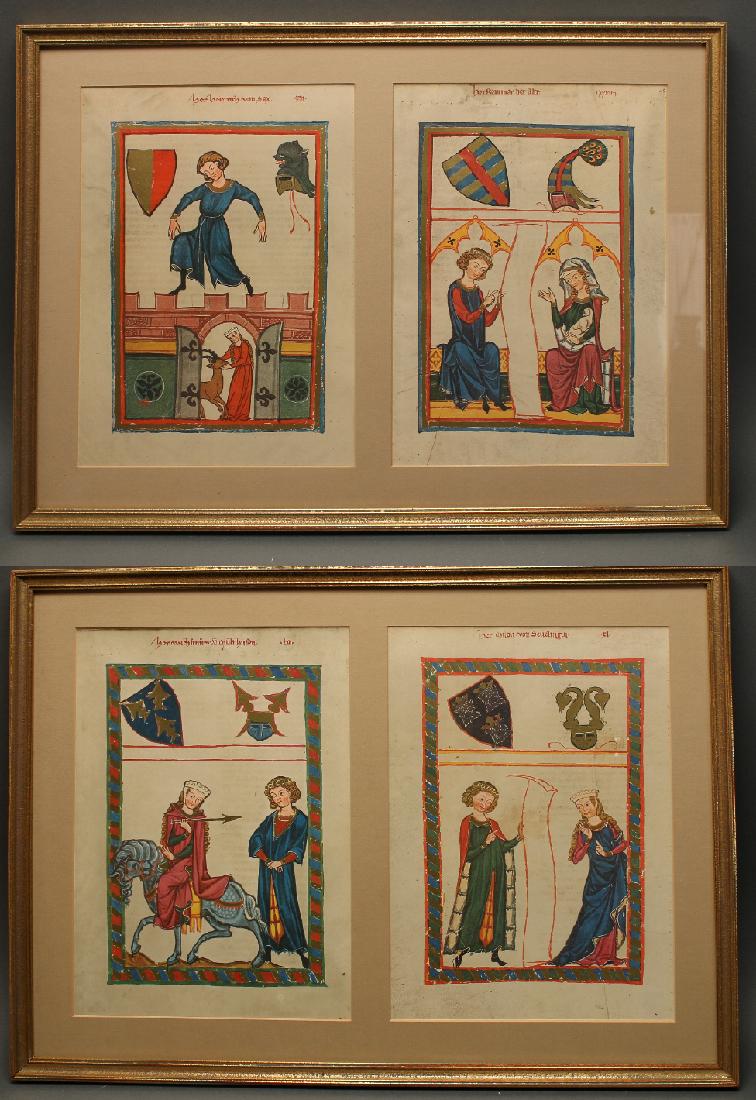 TWO FRAMED PRINTS OF CODEX MANESSE (1 of 3)
