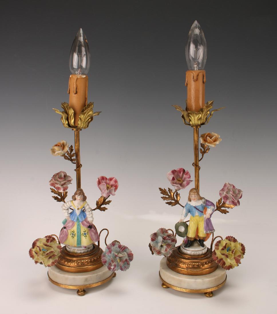 TWO SITZENDORF PORCELAIN BOUDOIR LAMPS (1 of 9)