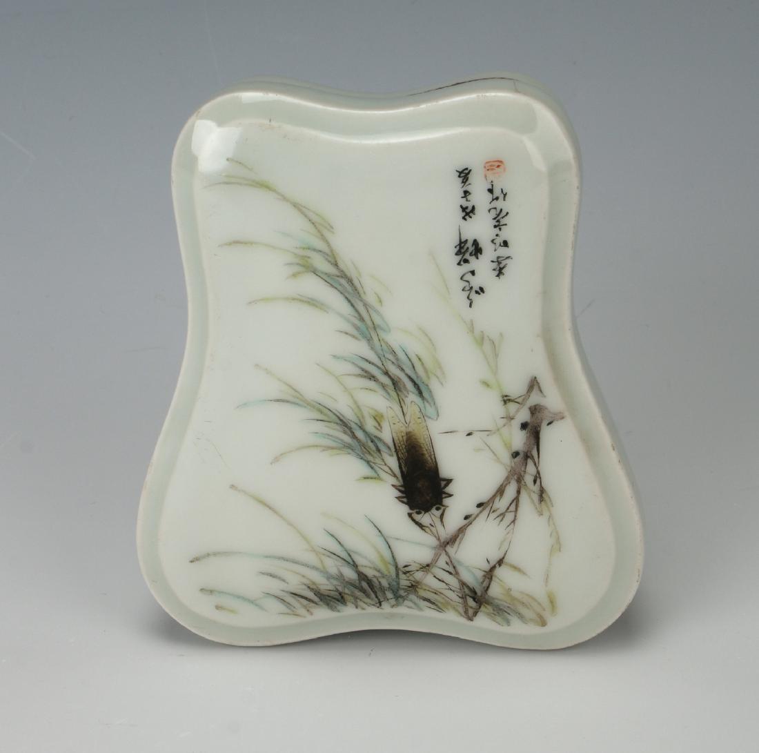 PORCELAIN LIDDED INK STONE WITH CICADA (1 of 6)