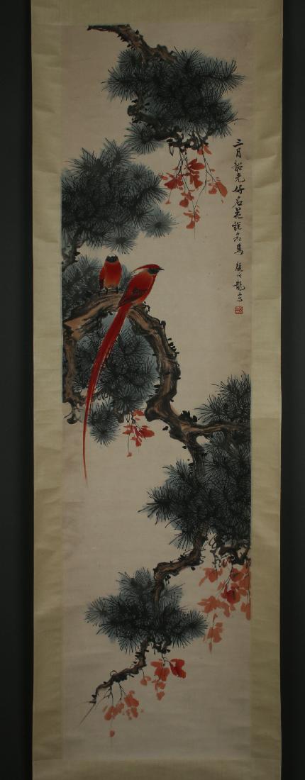 SCROLL OF TWO RED SONG BIRDS (1 of 9)