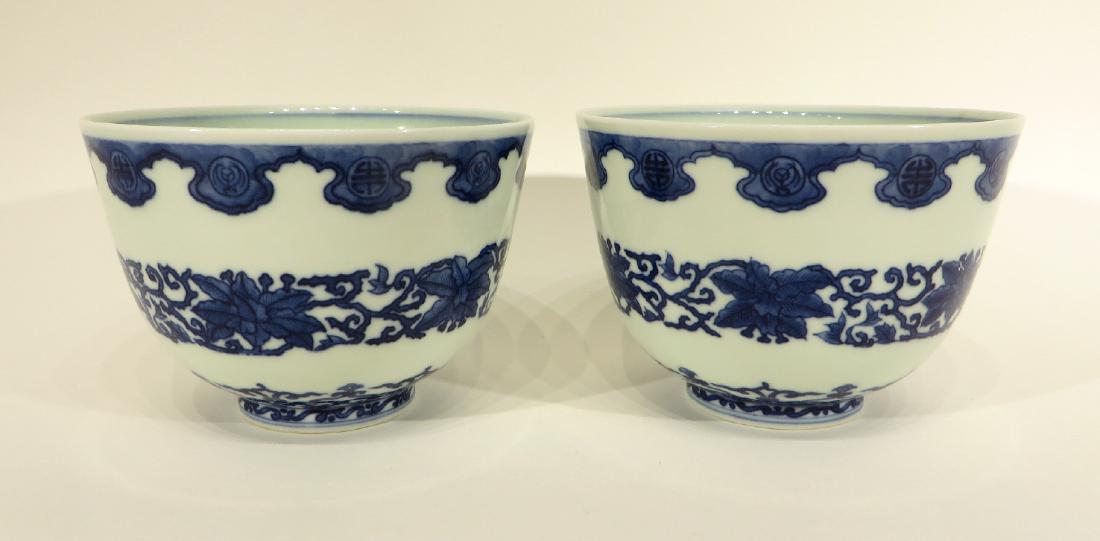 PAIR OF KANG XI MARKED BLUE AND WHITE BOWLS (1 of 7)