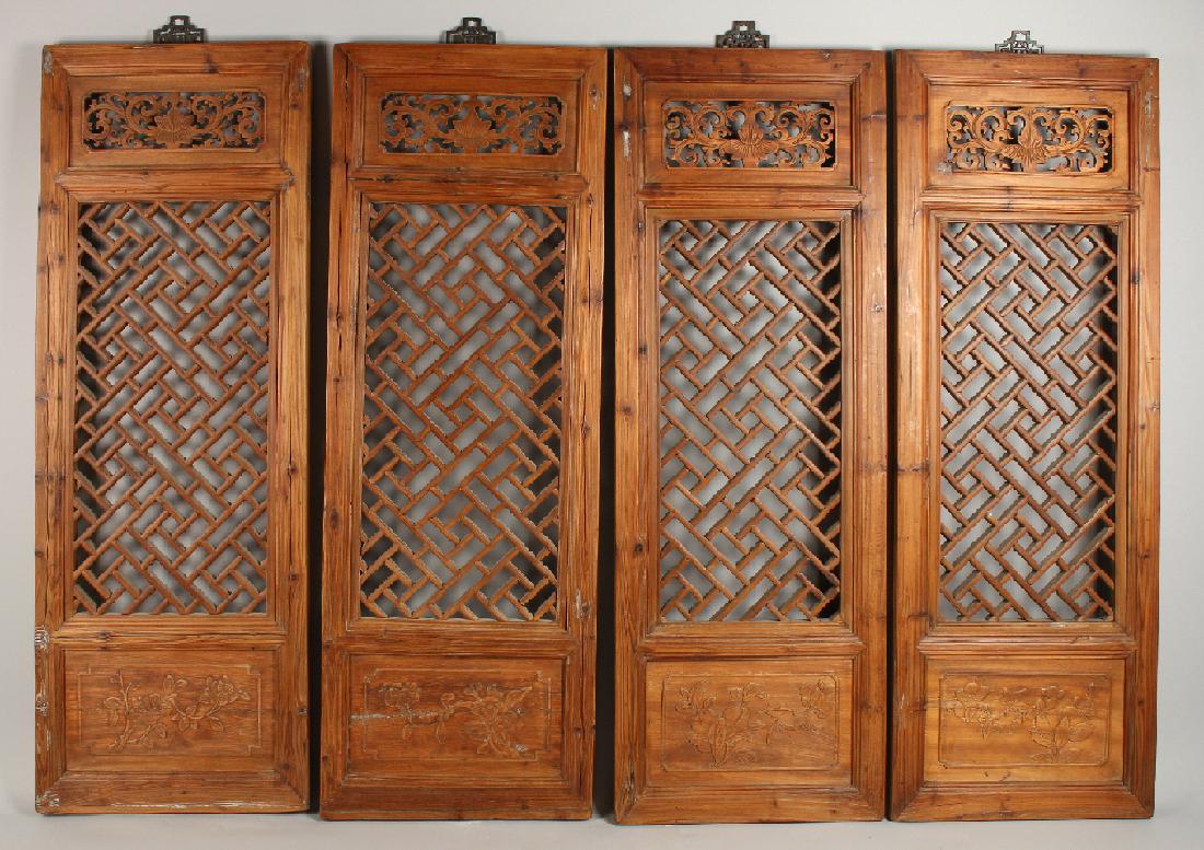FOUR CARVED WINDOW SHUTTERS (1 of 9)
