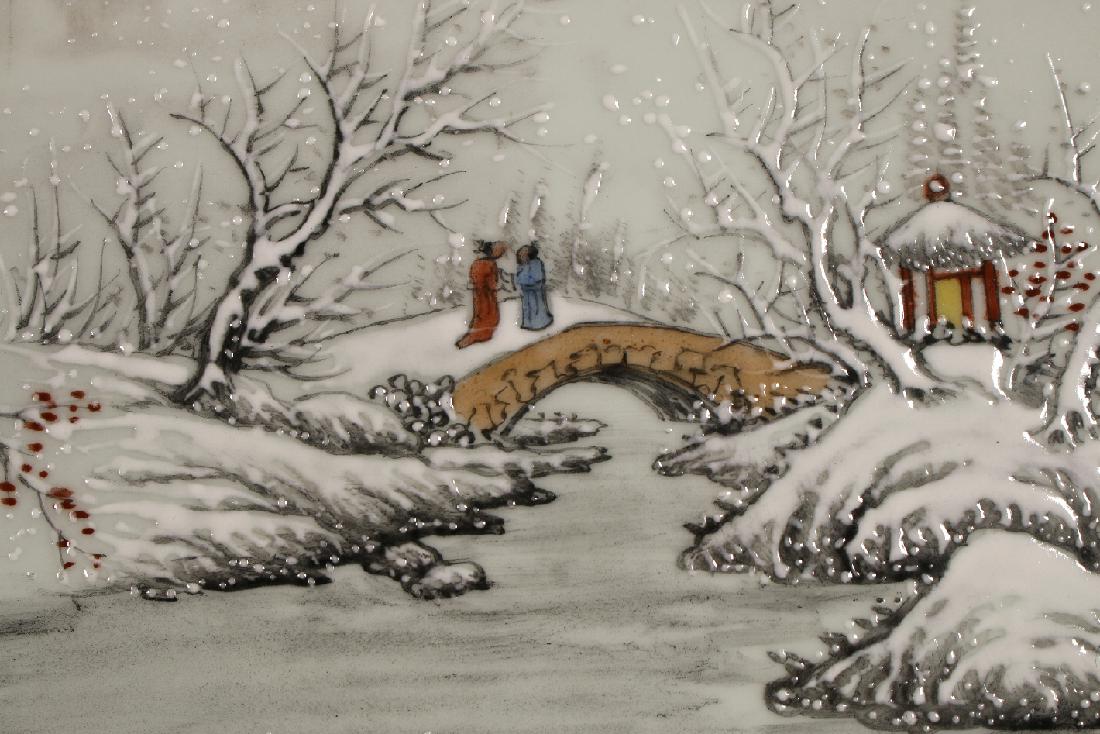 LARGE JINGDEZHEN PORCELAIN SNOW SCENE PANEL (1 of 9)