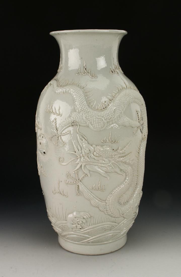 CARVED WHITE DRAGON VASE