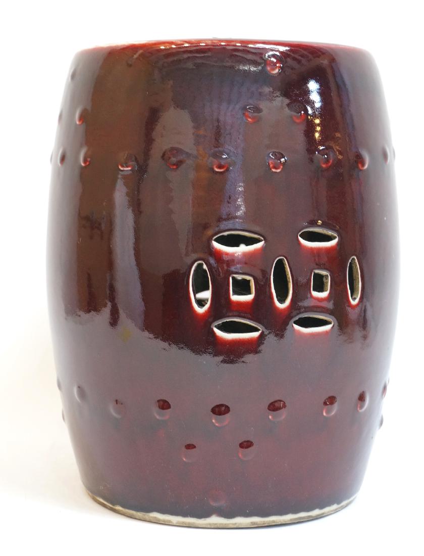 CHINESE OXBLOOD GARDEN STOOL (1 of 4)