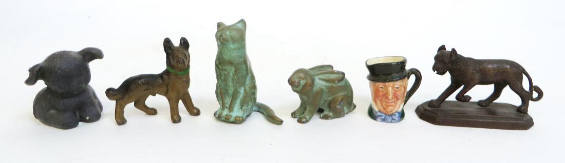 SIX ANTIQUE CAST METAL ANIMAL FIGURES (1 of 6)