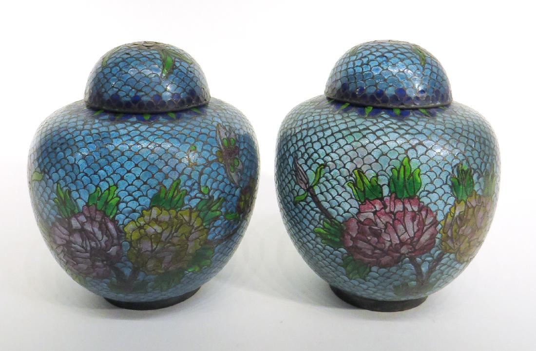 CHINESE LIDDED BLUE PLIQUE-Ã€-JOUR GINGERS JARS (1 of 7)