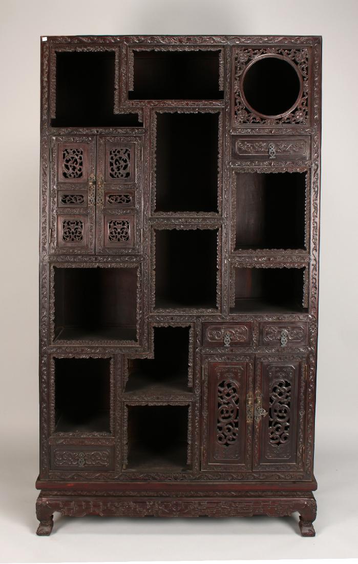 CARVED ROSEWOOD CABINET ON STAND (1 of 10)