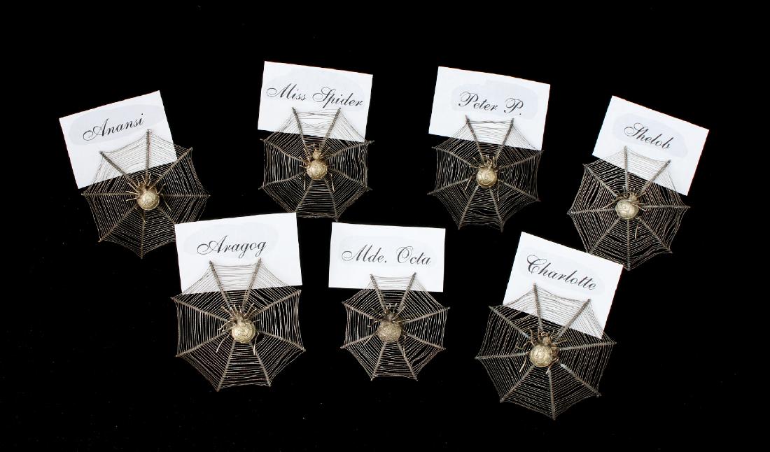 CHINESE ANTIQUE SILVER SPIDER CARD HOLDERS (1 of 10)