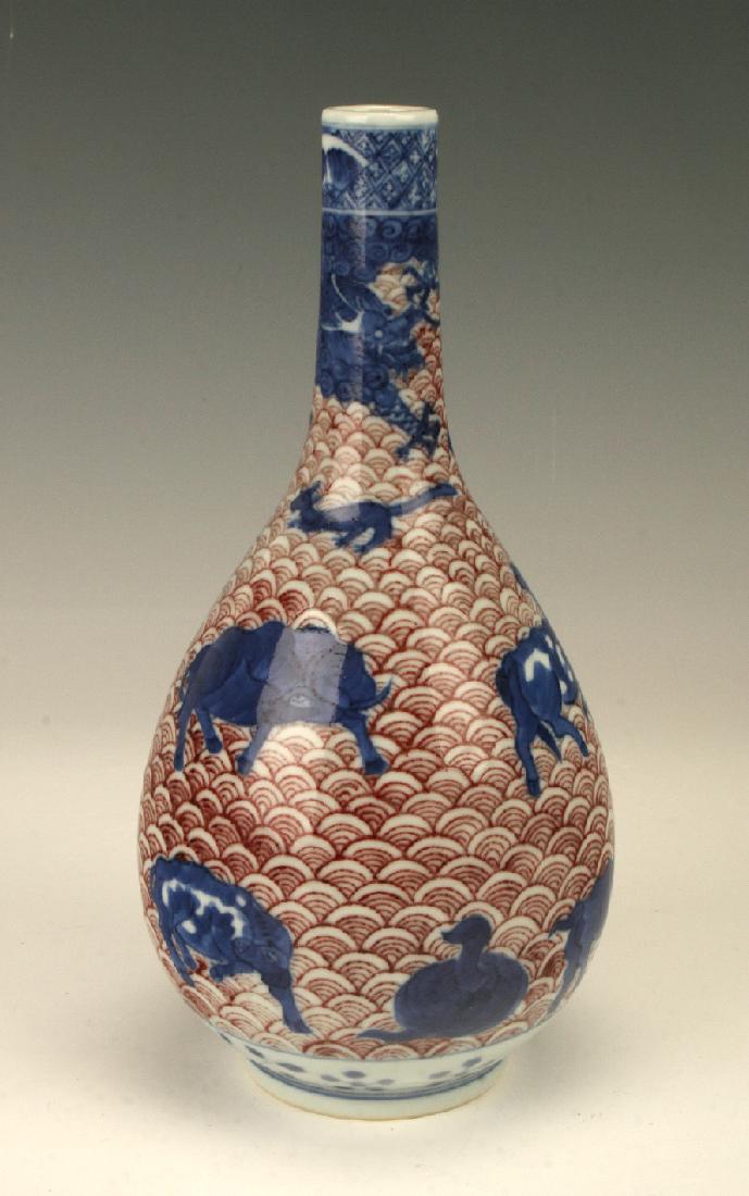 19TH CENTURY BLUE & RED BOTTLE ZODIAC VASE (1 of 8)