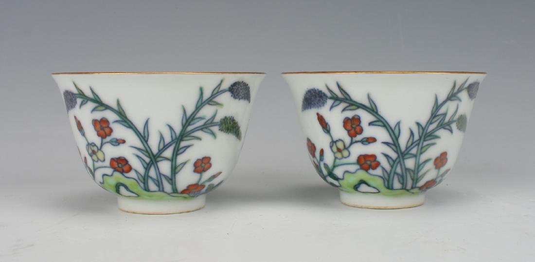 PAIR FLOWER TEA CUPS (1 of 5)
