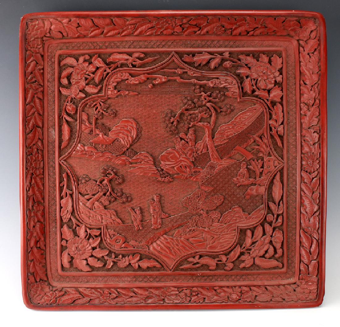 LARGE ANTIQUE CINNABAR TRAY (1 of 10)