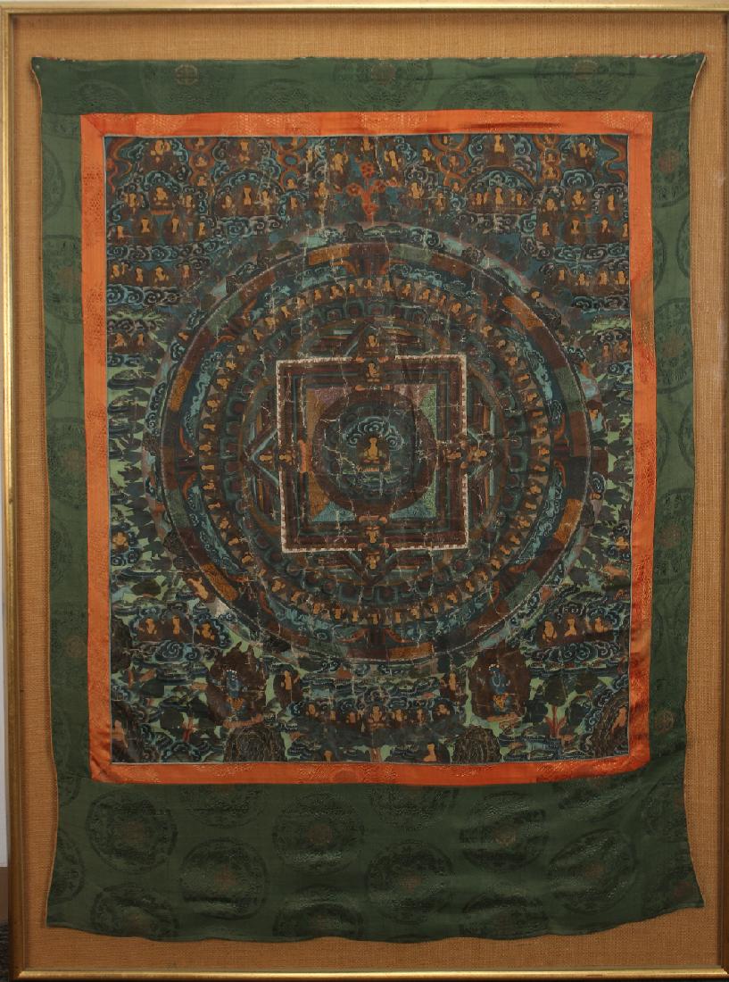 FRAMED 19TH/20TH CENTURY TIBETAN MANDORA THANGKA (1 of 10)