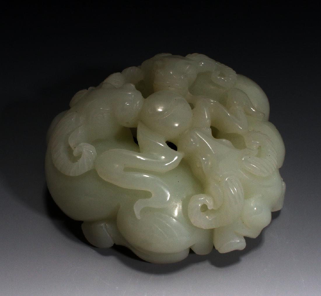 CHINESE CARVED JADE OF THREE RAMS (1 of 9)