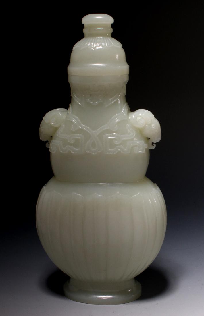 CHINESE WHITE JADE HAND CARVED URN (1 of 10)