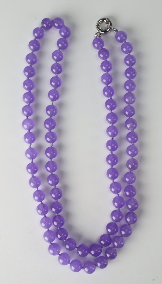 LONG LAVENDER JADE BEAD NECKLACE (1 of 4)