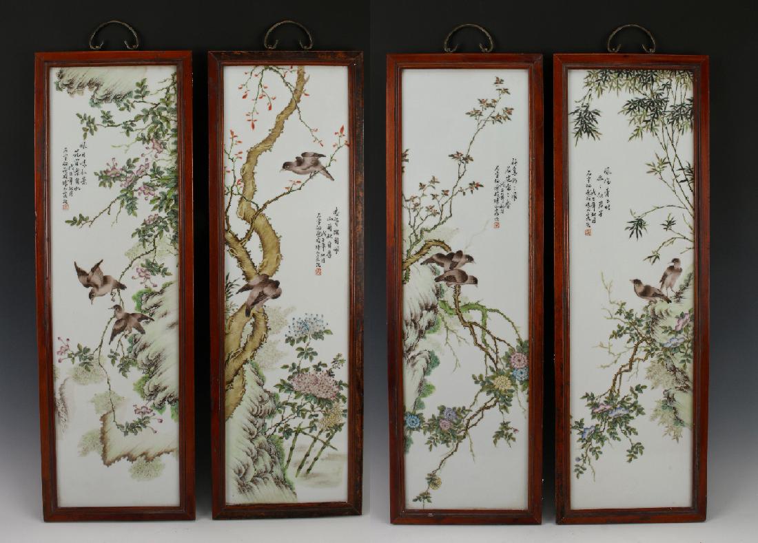 FOUR PORCELAIN PLAQUES OF BIRDS (1 of 10)