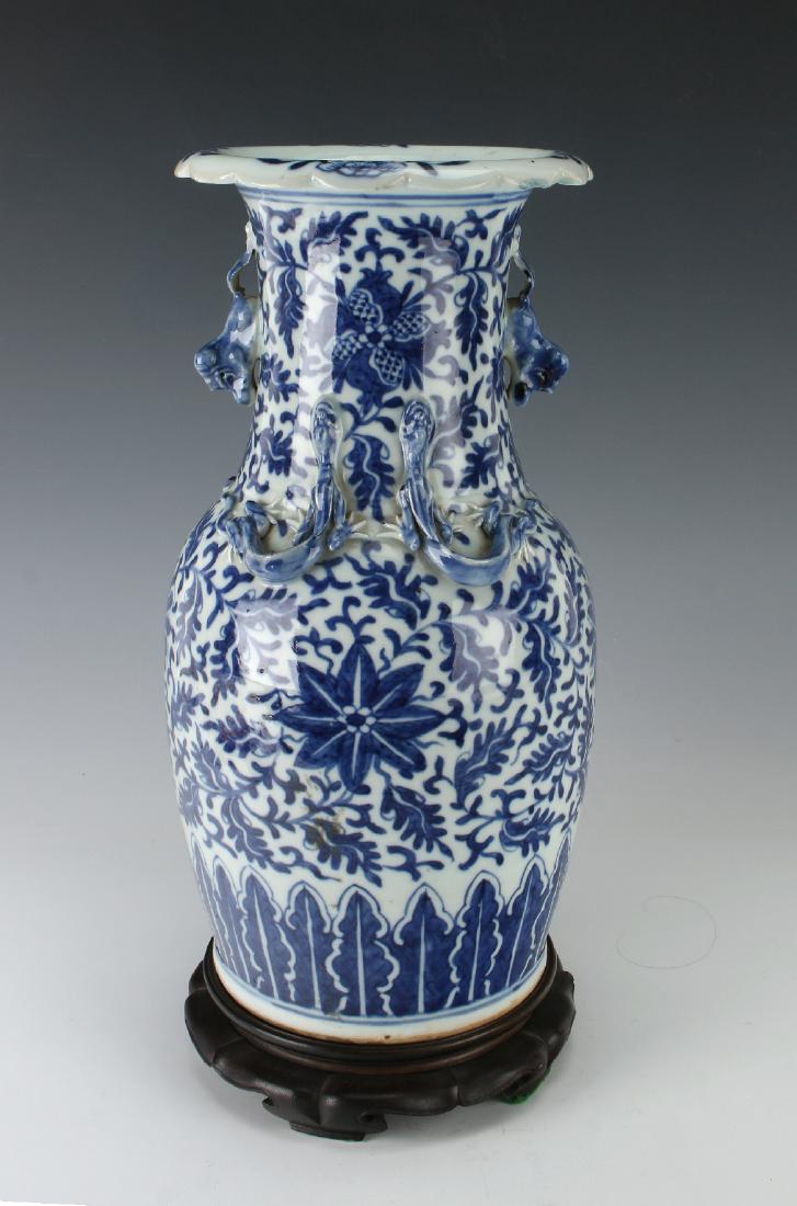 BLUE AND WHITE DRAGON VASE AND CUSTOM  BASE (1 of 9)