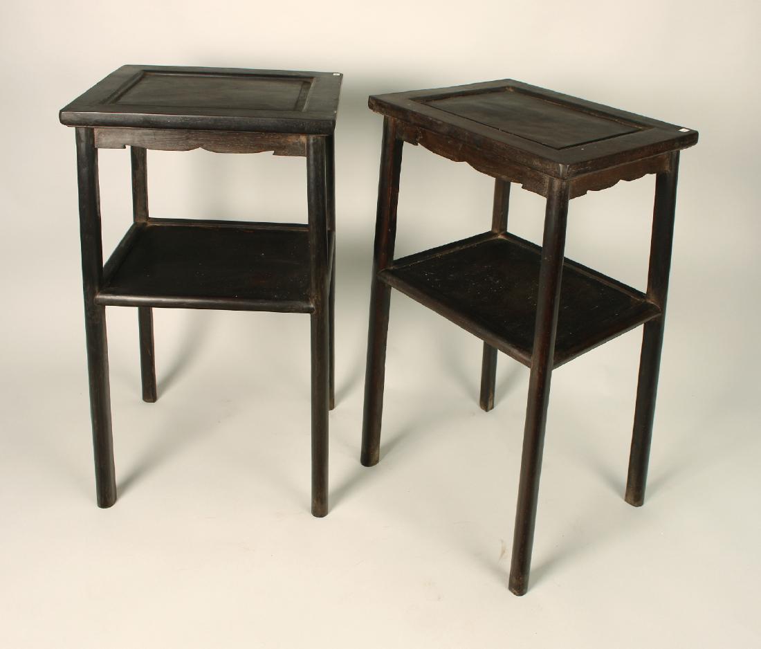 PAIR TWO TIERED ZITAN END TABLES (1 of 5)