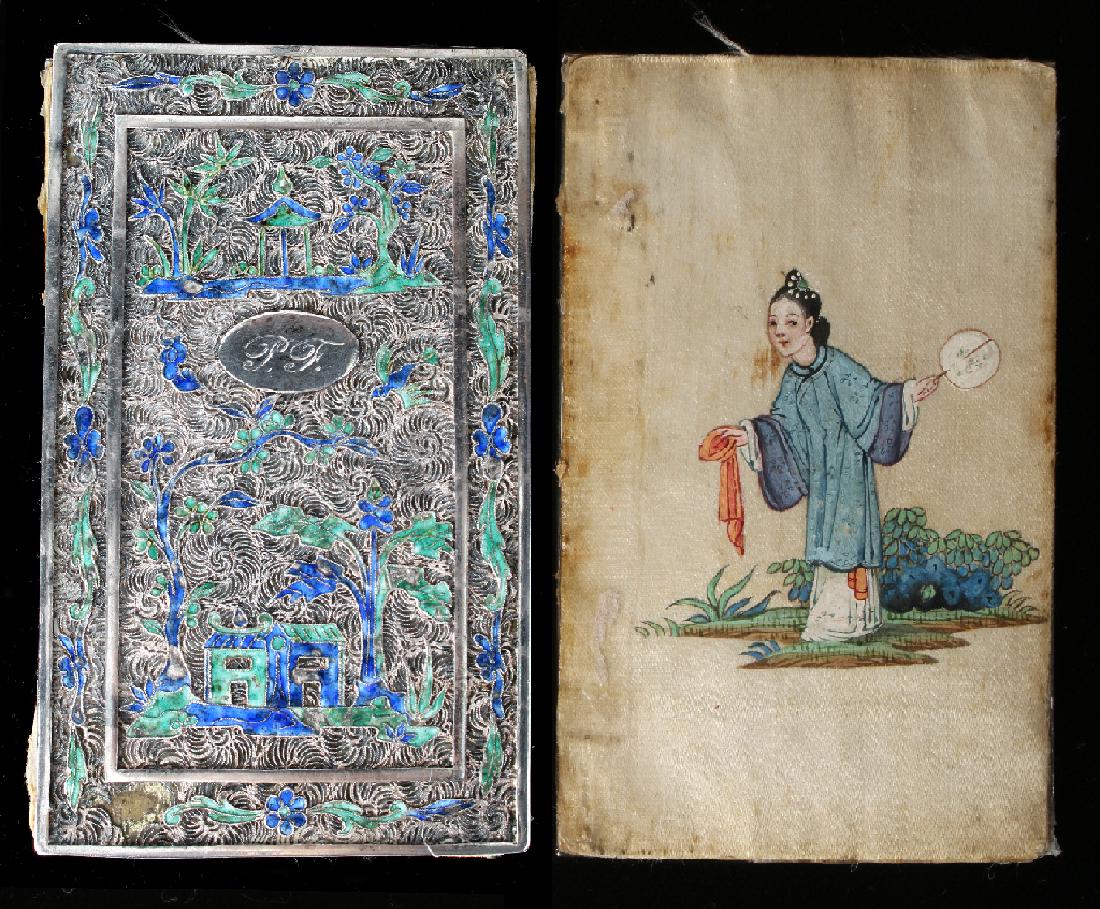 CHINESE SILVER "BOOK" WITH SILK PAINTING (1 of 10)