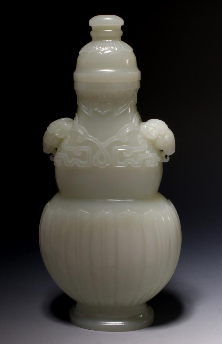 CHINESE WHITE JADE HAND CARVED URN (1 of 10)