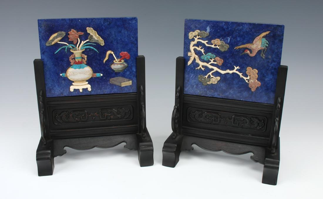 PAIR OF CHINESE LAPIS TABLE SCREENS (1 of 10)
