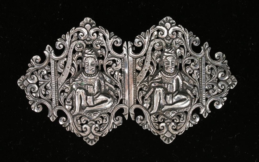 INDIAN COLONIAL STERLING BELT BUCKLE (1 of 4)
