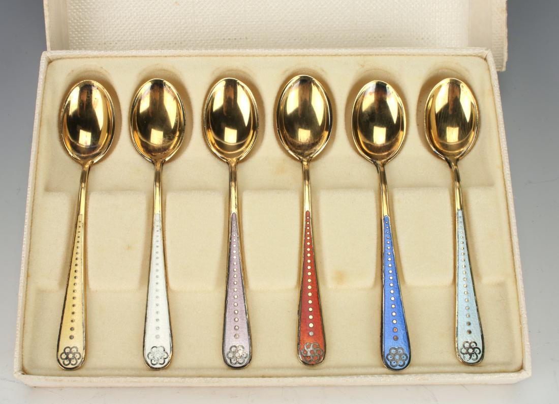SET TOSTRUP NORWAY ENAMELED DEMITASSE SPOONS (1 of 5)