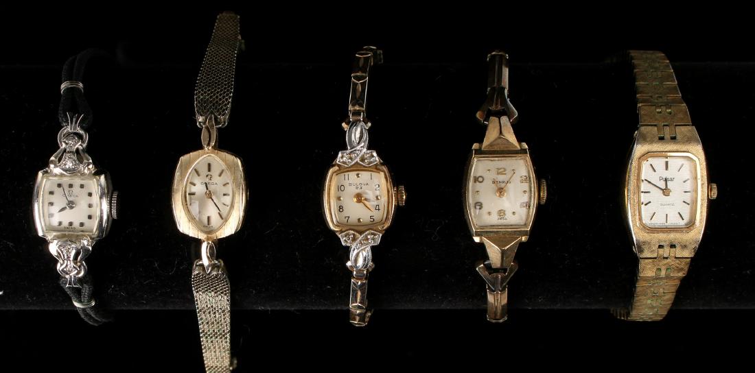LOT OF FIVE WATCHES 14K OMEGA, BULOVA, AND MORE (1 of 7)