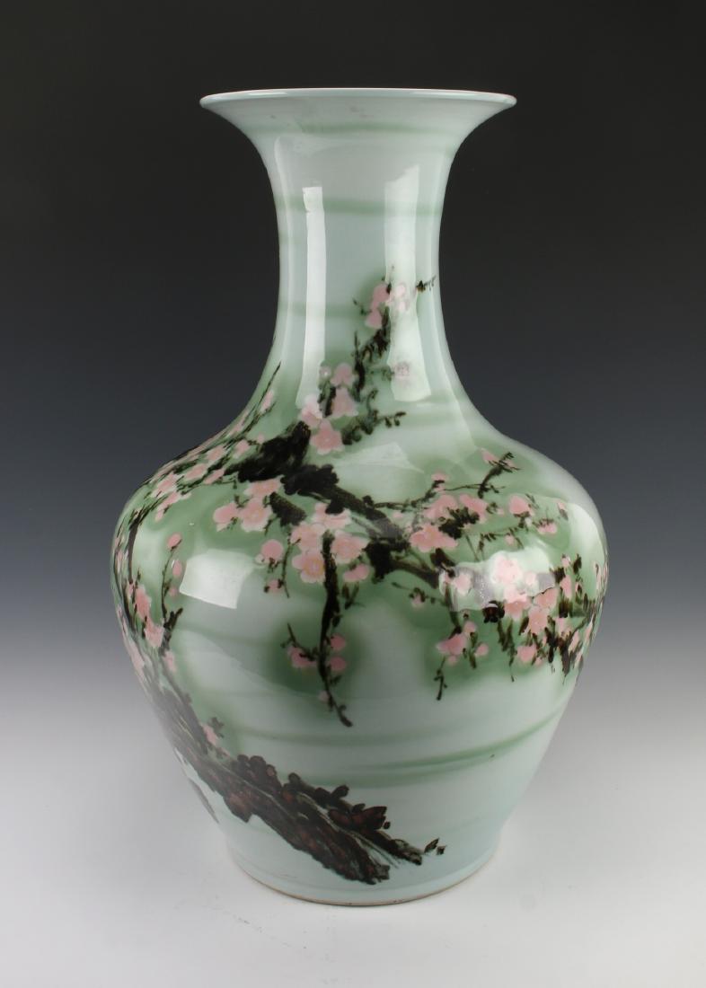LARGE GREEN VASE WITH CHERRY BLOSSOMS (1 of 8)