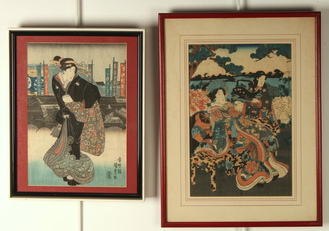 TWO FRAMED JAPANESE PRINTS (1 of 9)