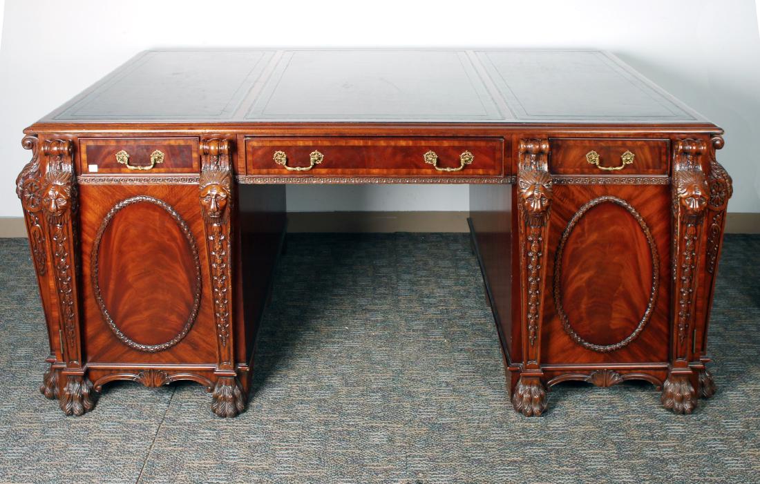 MAITLAND - SMITH LION MAHOGANY PARTNERS DESK (1 of 9)