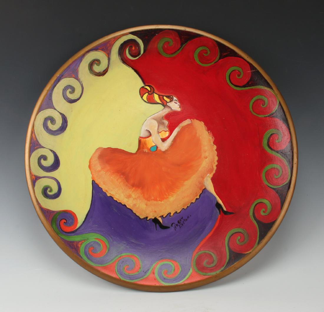 HAND PAINTED PLASTER CHARGER ROGER LEITON (1 of 5)