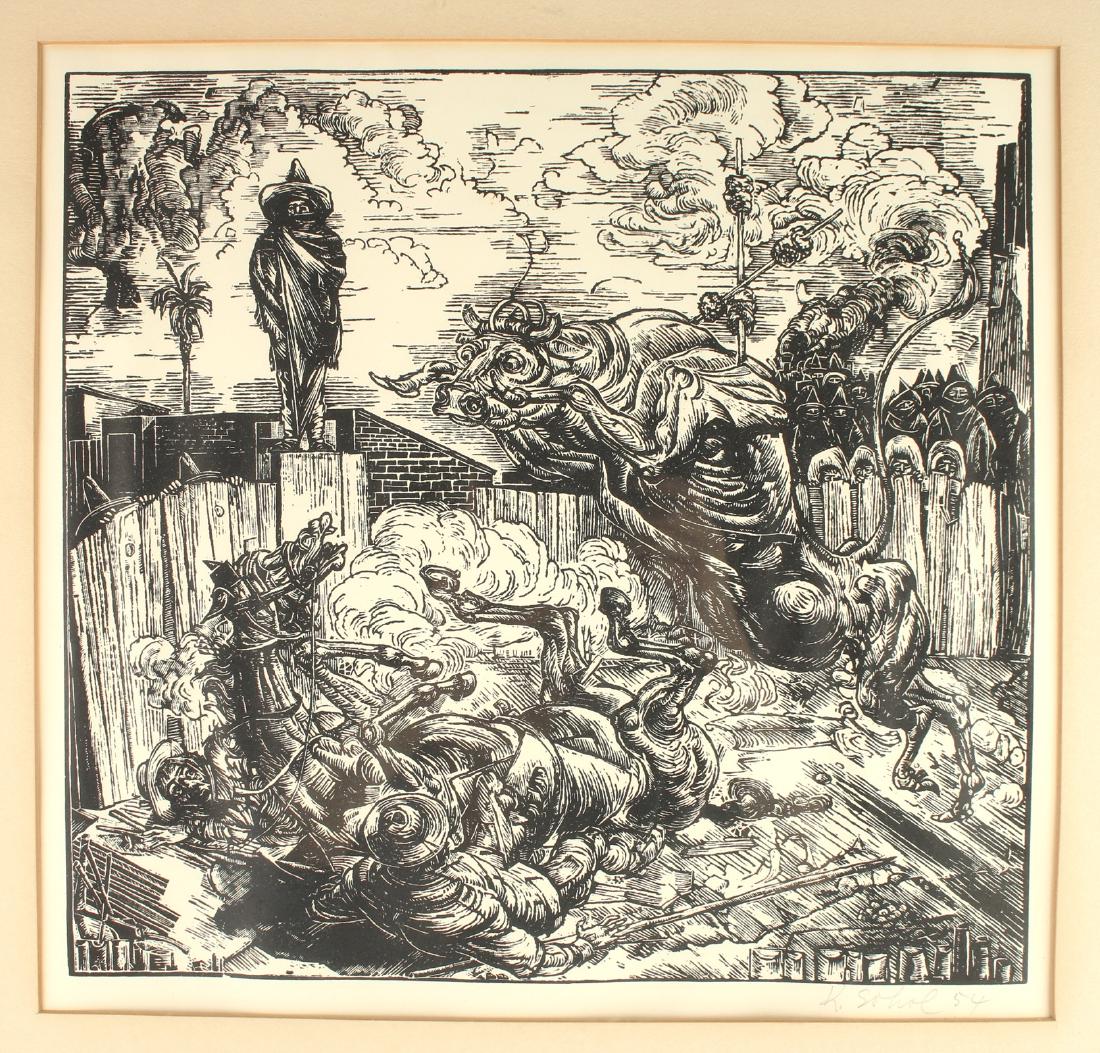 KOLOMAN SOKOL DRAMATIC WOOD CUT PRINT (1 of 8)