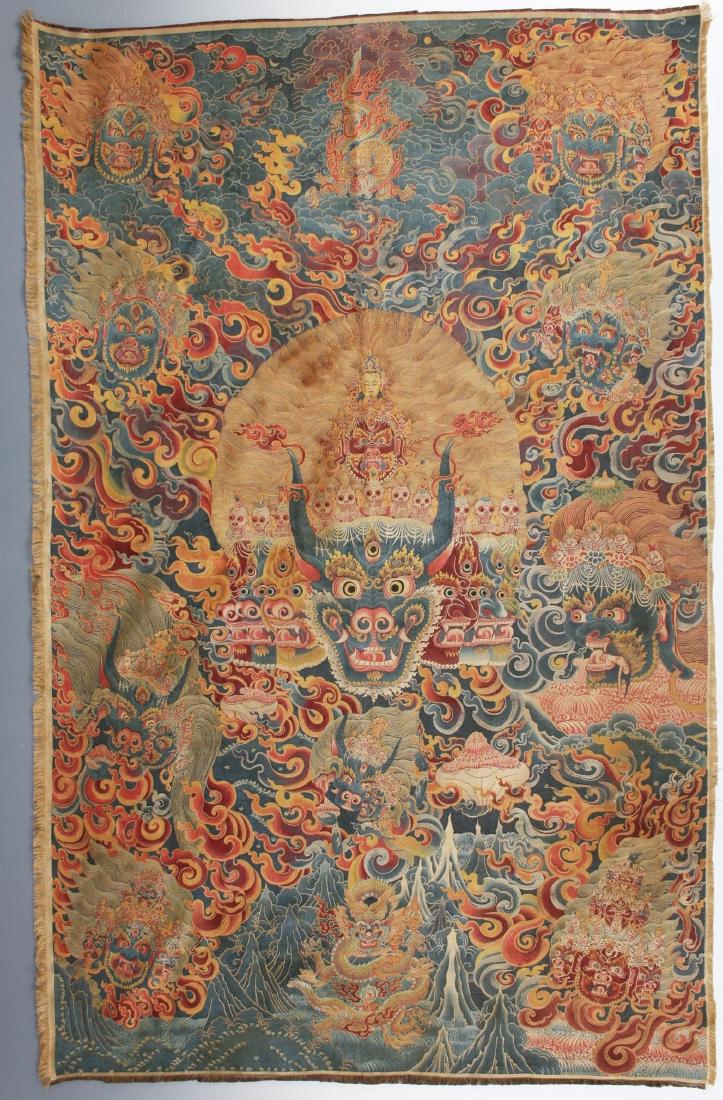 RARE & FINE SILK TIBETAN THANGKA OF YAMANTAKA (1 of 10)