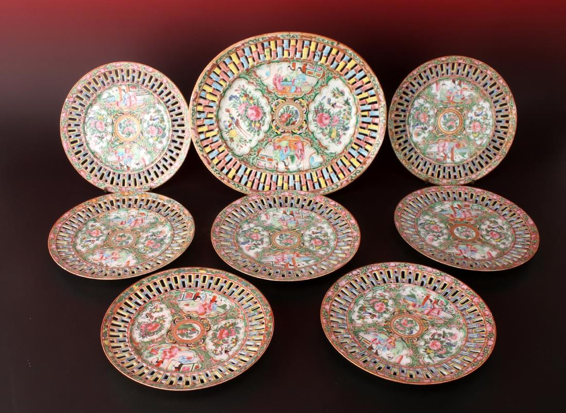8 PIECE ROSE MEDALLION SET WITH PIERCED BORDERS (1 of 10)