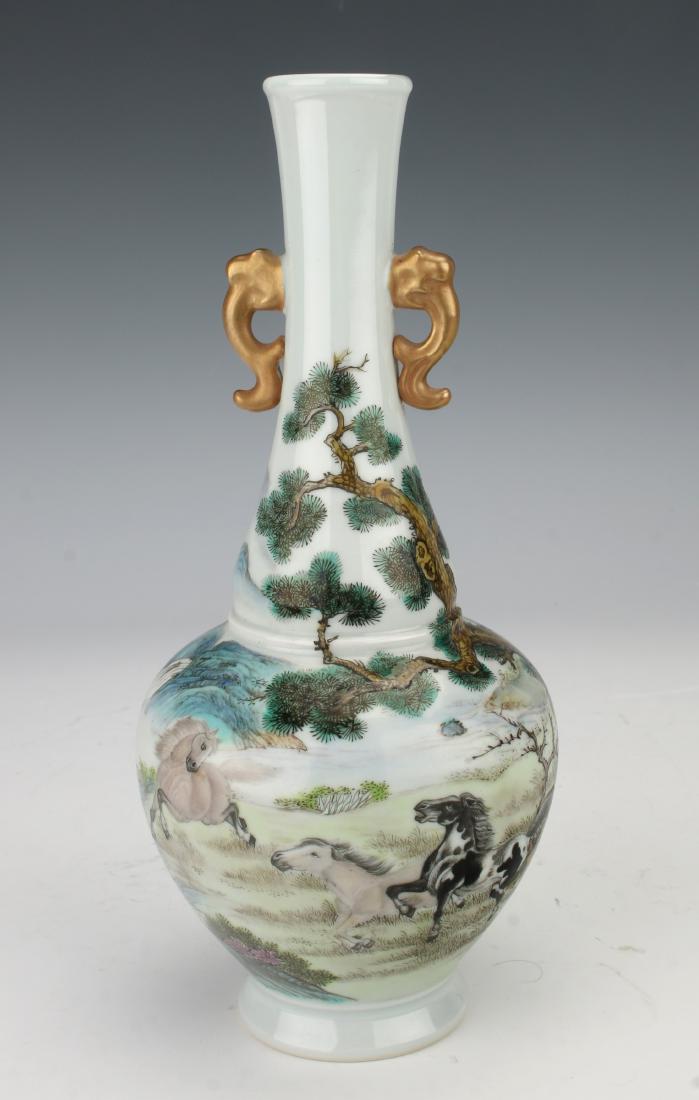 YONGZHENG HORSE BOTTLE VASE WITH HANDLES (1 of 10)