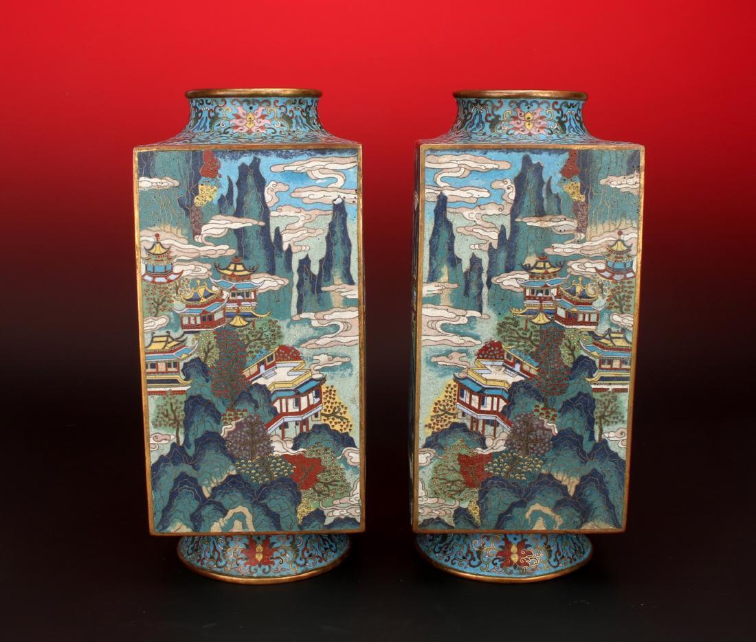 PAIR OF EXCEPTIONAL QIANLONG CLOISONNE VASES (1 of 10)