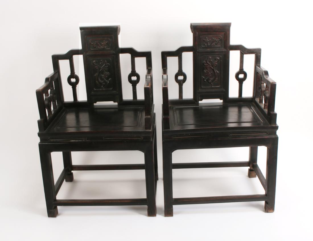 PAIR OF QING ZITAN THRONE CHAIRS (1 of 10)