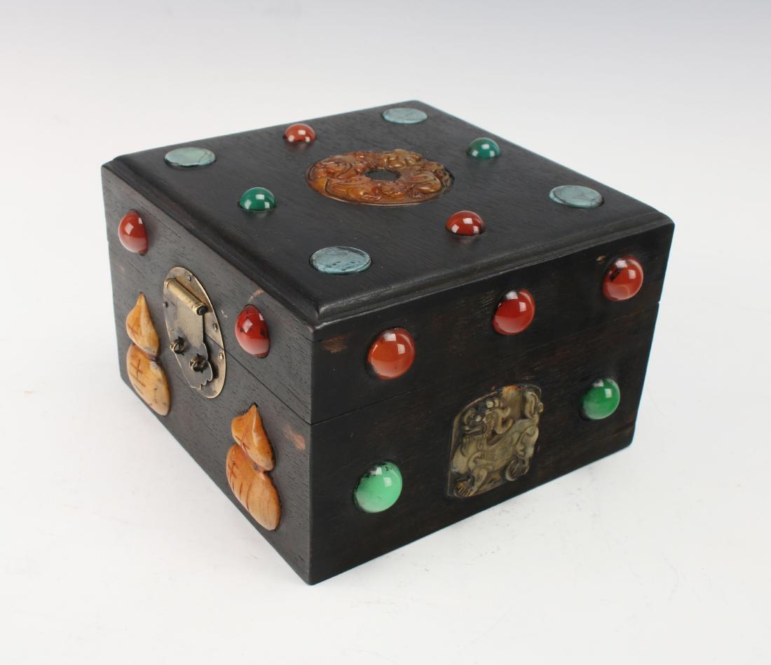 SQUARE QING ZITAN BOX WITH APPLIED DECORATION (1 of 4)
