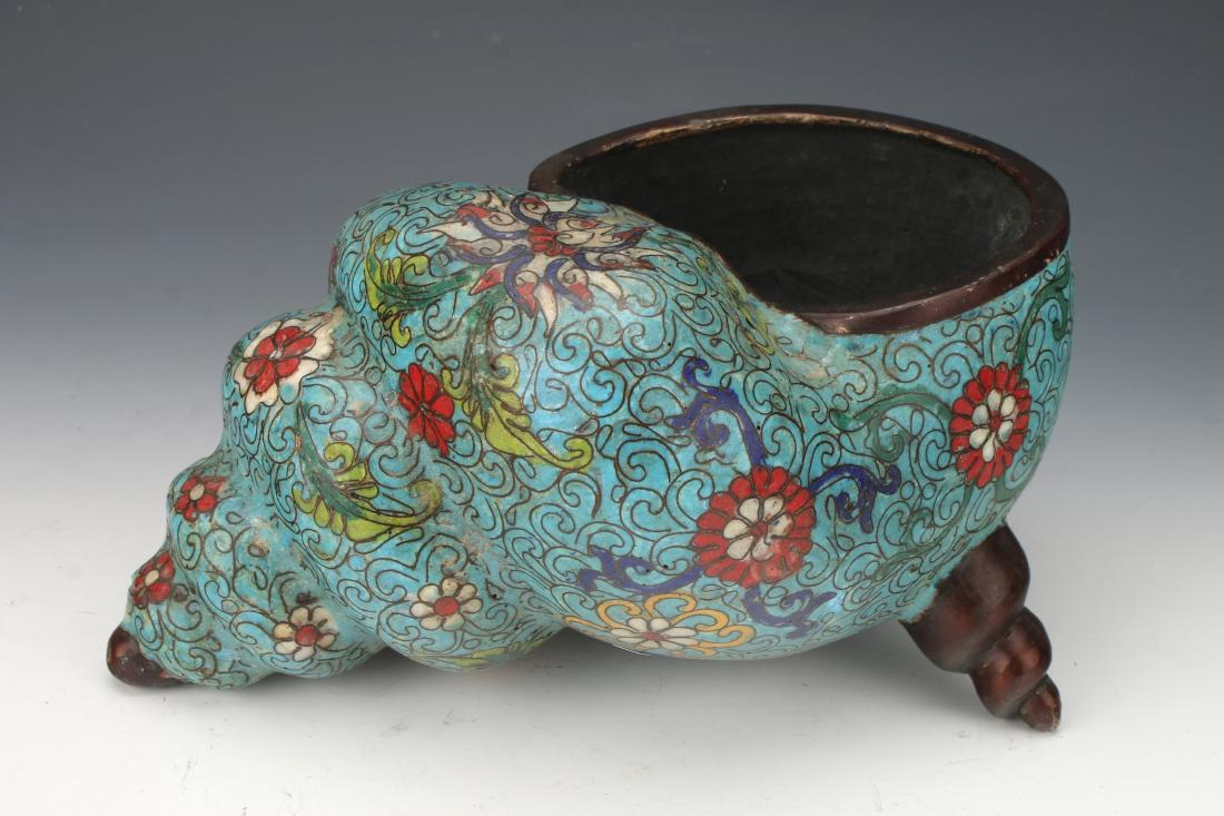 RARE LARGE CLOISONNE CONCH SHELL CENSER (1 of 9)