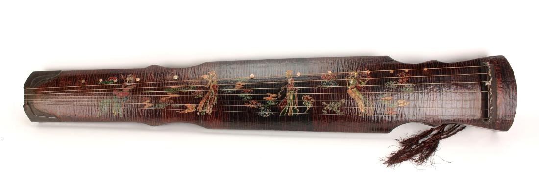 MOTTLED BROWN LACQUER GUQIN WITH TRAVEL BAG (1 of 10)