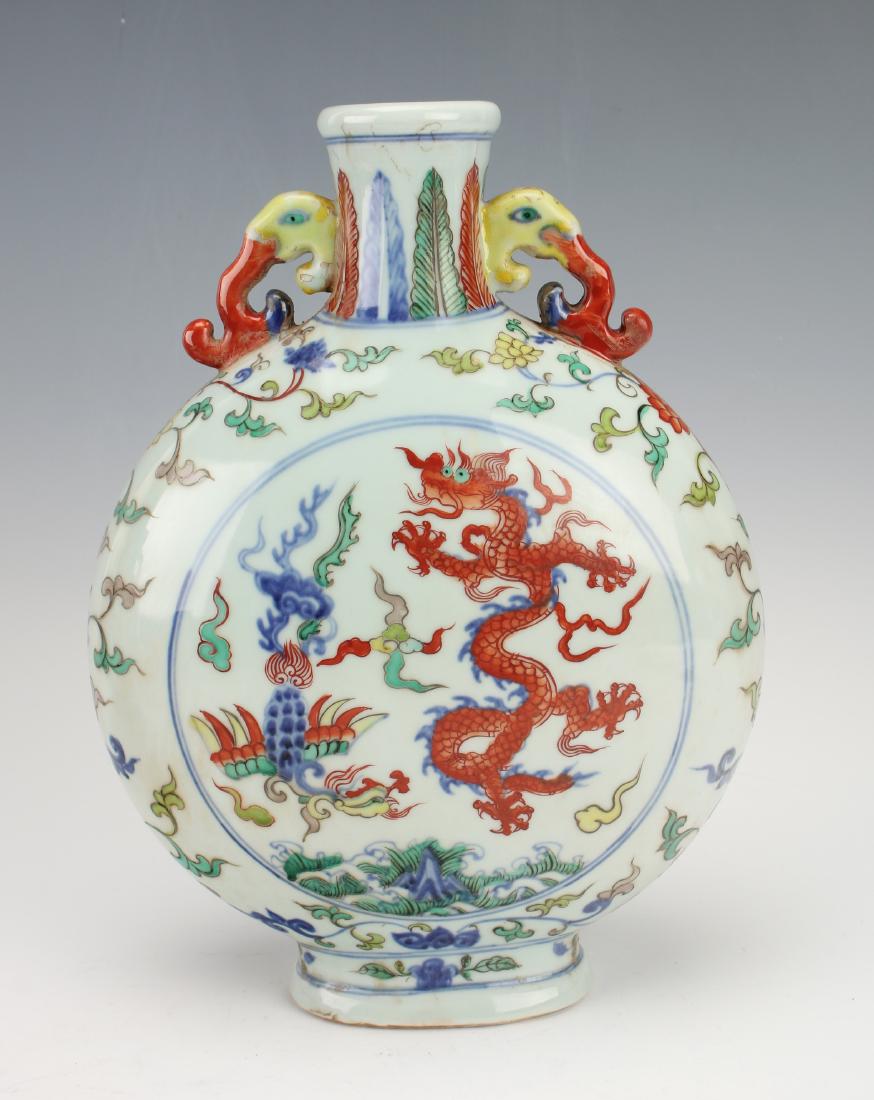 DOUCAI DRAGON & PHOENIX MOON FLASK (1 of 6)