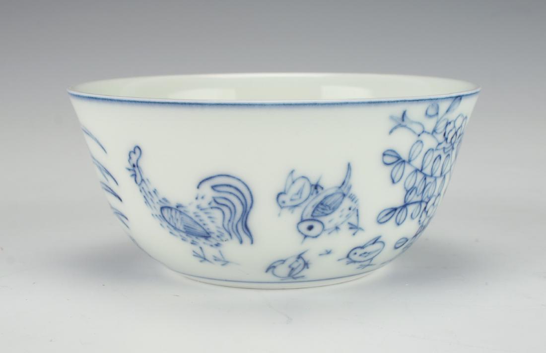 ANTIQUE BLUE & WHITE ROOSTER TEACUP (1 of 4)
