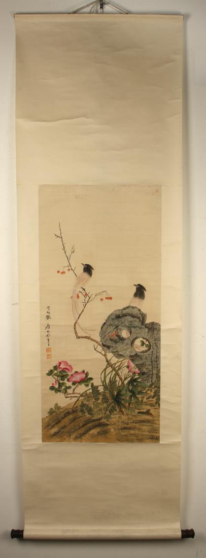 CHINESE WATERCOLOR SCROLL OF BIRDS (1 of 7)