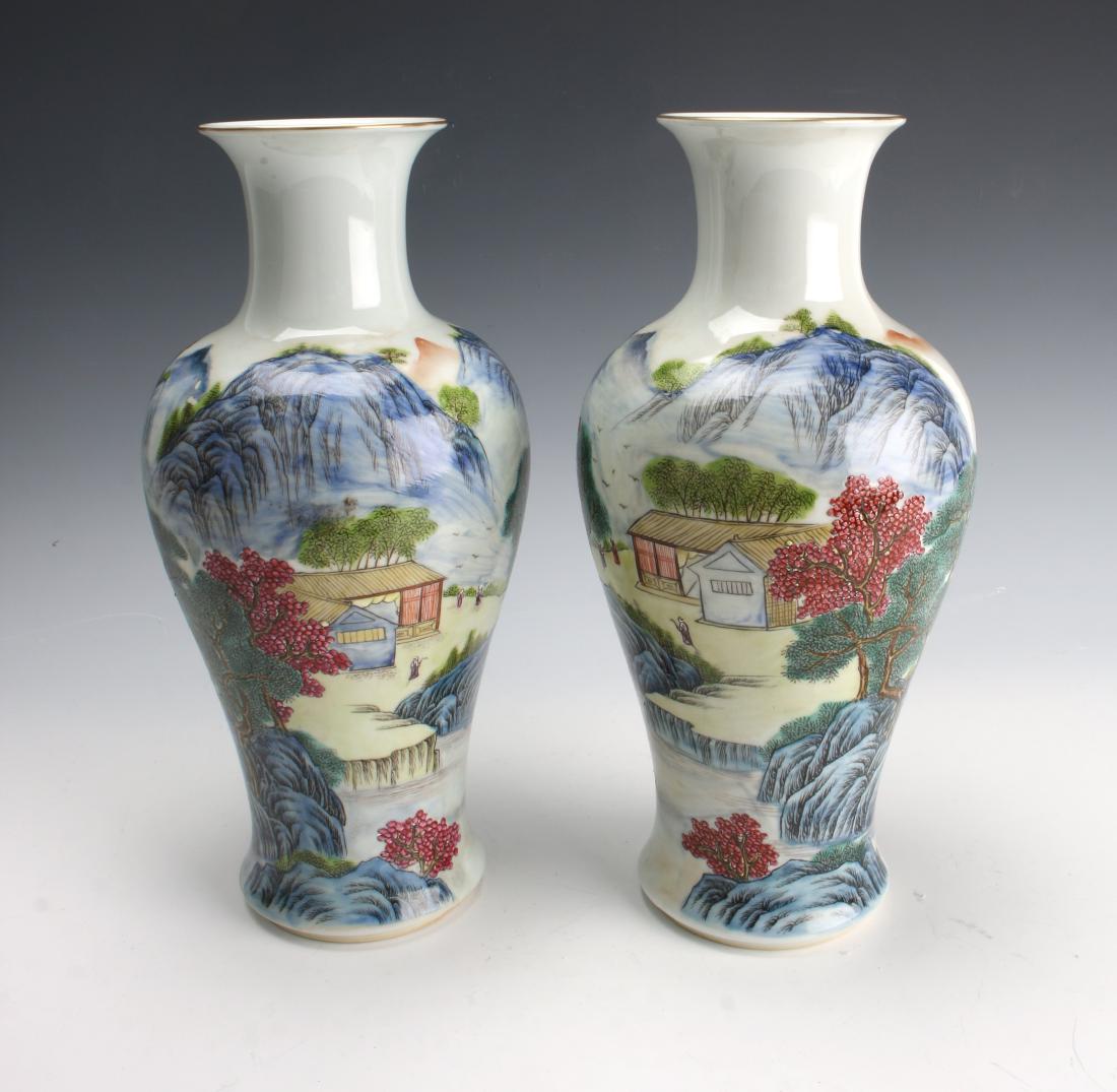 PAIR OF QIANLONG LANDSCAPE VASES (1 of 6)