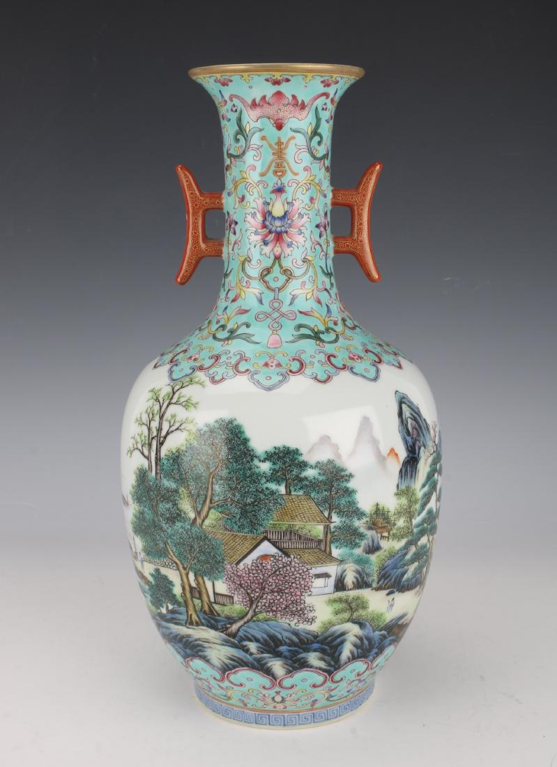 FAMILLE ROSE LANDSCAPE VASE (1 of 9)