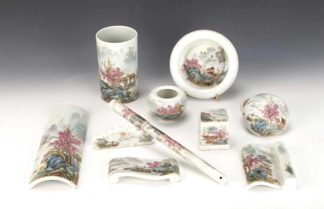 20TH CENTURY PORCELAIN SCHOLAR'S PAINTING SET (1 of 9)