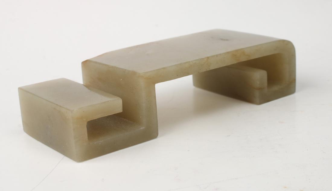 QING DYNASTY HETIAN JADE STAND/BRUSH REST (1 of 5)